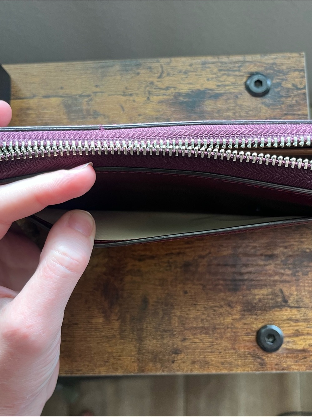 EUC- Coach Burgundy Zip-Around Wallet with Front Pocket - Picture 4 of 4